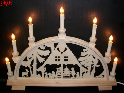 Schwibbogen Waldhaus 7 Kerzen 60 cm